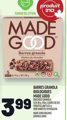 Metro BARRES GRANOLA BIOLOGIQUES MADE GOOD | MADE GOOD ORGANIC GRANOLA BARS offer