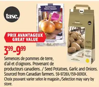 Canadian Tire Tasc Seed Potatoes, Garlic and Onions. Sourced from Canadian farmers offer