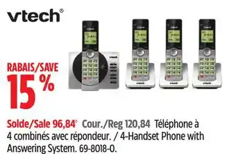 Canadian Tire Vtech 4-Handset Phone with Answering System offer