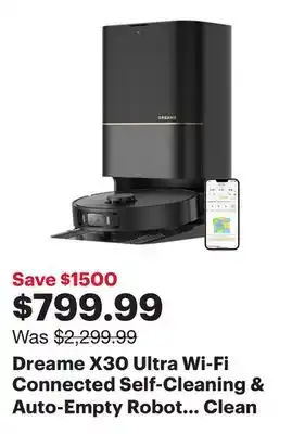 Best Buy Dreame X30 Ultra Wi-Fi Connected Self-Cleaning & Auto-Empty Robot Vacuum & Mop - Black offer