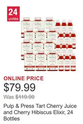 Costco Pulp & Press Tart Cherry Juice and Cherry Hibiscus Elixir, 24 Bottles offer