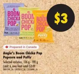 No Frills Angie's Boom Chicka Pop Popcorn and Puffs offer