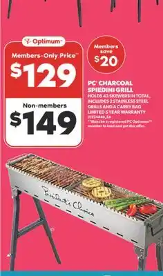 Real Canadian Superstore PC CHARCOAL SPIEDINI GRILL offer