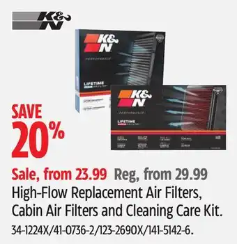 Canadian Tire K&N High-Flow Replacement Air Filters, Cabin Air Filters and Cleaning Care Kit offer