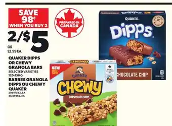 Independent City Market QUAKER DIPPS OR CHEWY GRANOLA BARS, 120-156 G offer