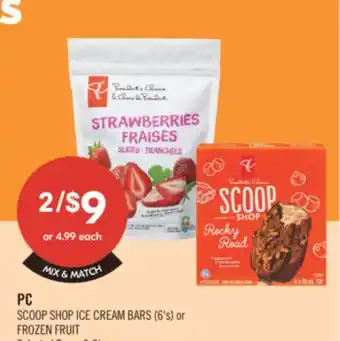 Shoppers Drug Mart PC SCOOP SHOP ICE CREAM BARS (6's) or FROZEN FRUIT offer