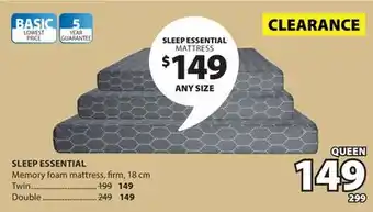 JYSK Sleep Essential Memory foam mattress offer