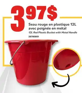 Matériaux Pont Masson 12L Red Plastic Bucket with Metal Handle offer