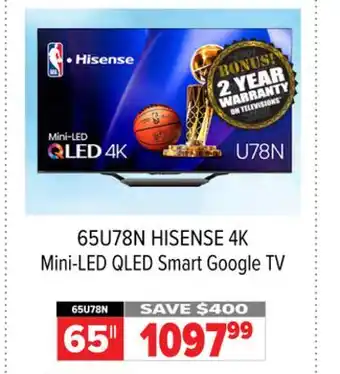 2001 Audio Video 65U78N 4K Mini-LED QLED Smart Google TV offer