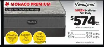 Surplus Furniture Monaco Premium Queen Mattress Set offer