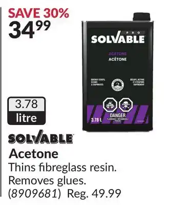 Princess Auto Acetone offer