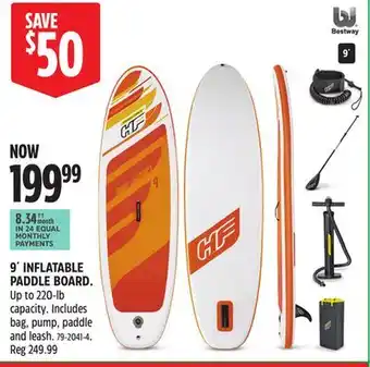 Canadian Tire Hydro Force 9´ INFLATABLE PADDLE BOARD offer