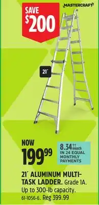 Canadian Tire Mastercraft 21´ ALUMINUM MULTI TASK LADDER offer