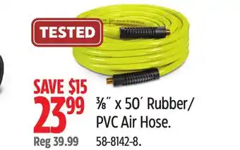 Canadian Tire Mastercraft 3⁄8˝ x 50´ Rubber/ PVC Air Hose offer