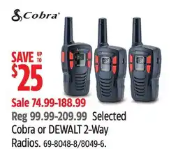 Canadian Tire DEWALT Selected Cobra or DEWALT 2-Way Radios offer