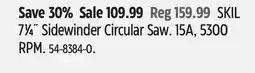 Canadian Tire SKILSAW 71⁄4˝ Sidewinder Circular Saw 15A, 5300 RPM offer