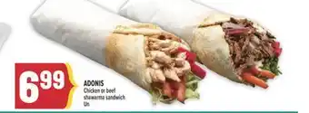 Marché Adonis ADONIS Chicken or beef shawarma sandwich offer