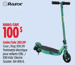 Canadian Tire Razor E90 Kids Electric Scooter offer