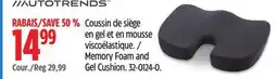 Canadian Tire Autotrends Memory Foam and Gel Cushion offer