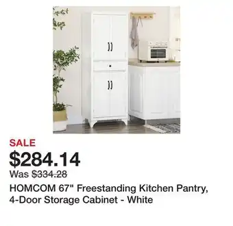 Bed Bath & Beyond HOMCOM 67 Freestanding Kitchen Pantry, 4-Door Storage Cabinet - White offer