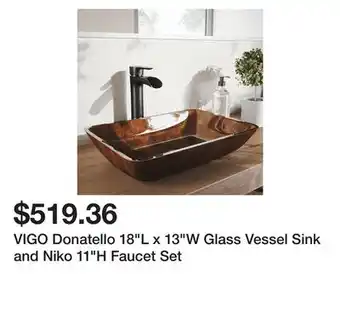Bed Bath & Beyond VIGO Donatello 18L x 13W Glass Vessel Sink and Niko 11H Faucet Set offer