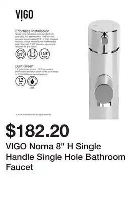 Bed Bath & Beyond VIGO Noma 8 H Single Handle Single Hole Bathroom Faucet offer