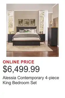 Costco Alessia Contemporary 4-piece King Bedroom Set offer