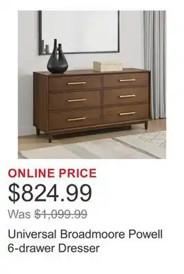 Costco Universal Broadmoore Powell 6-drawer Dresser offer