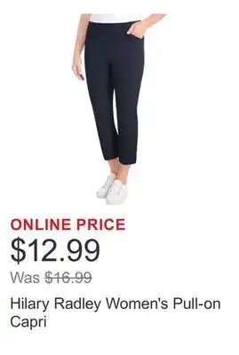 Costco Hilary Radley Women's Pull-on Capri offer