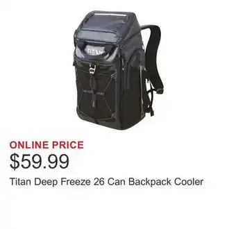 Costco Titan Deep Freeze 26 Can Backpack Cooler offer