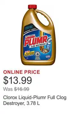 Costco Clorox Liquid-Plumr Full Clog Destroyer, 3.78 L offer