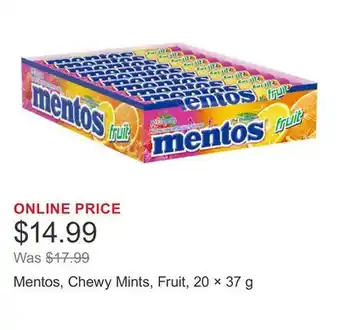 Costco Mentos, Chewy Mints, Fruit, 20 × 37 g offer