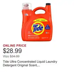 Costco Tide Ultra Concentrated Liquid Laundry Detergent Original Scent, 146 loads offer