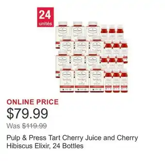 Costco Pulp & Press Tart Cherry Juice and Cherry Hibiscus Elixir, 24 Bottles offer