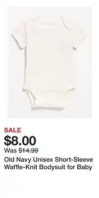 Old Navy Old Navy Unisex Short-Sleeve Waffle-Knit Bodysuit for Baby offer