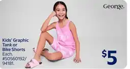 Walmart Kids' Graphic Tank or Bike Shorts offer