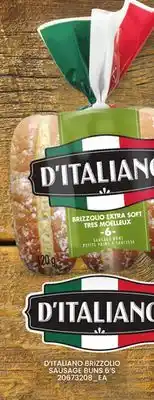 Loblaws D'ITALIANO BRIZZOLIO SAUSAGE BUNS 6'S offer