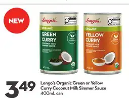 Longo's Organic Green or Yellow Curry Coconut Milk Simmer Sauce offer