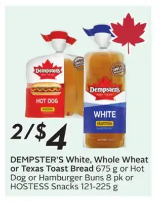 Sobeys DEMPSTER'S White, Whole Wheat or Texas Toast Bread offer