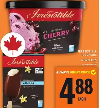 Food Basics IRRESISTIBLE ICE CREAM OR NOVELTIES offer