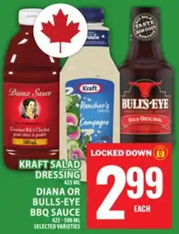 Food Basics KRAFT SALAD DRESSING, DIANA OR BULLS-EYE BBQ SAUCE offer
