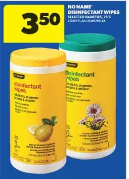 Real Canadian Superstore NO NAME DISINFECTANT WIPES, 75' S offer