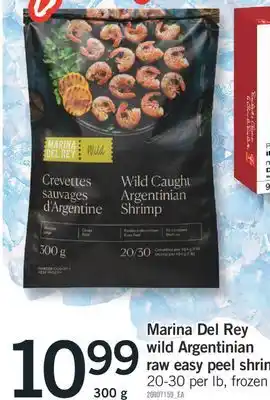 Fortinos MARINA DEL REY WILD ARGENTINIAN RAW EASY PEEL SHRIMP, 20-30 PER LB, 300 G offer