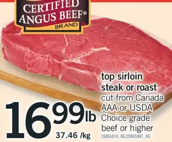 Fortinos TOP SIRLOIN STEAK OR ROAST offer