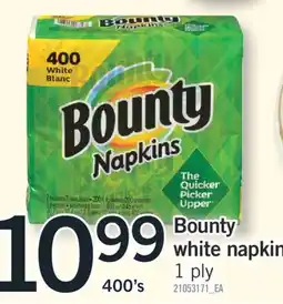Fortinos BOUNTY WHITE NAPKINS, 400'S offer