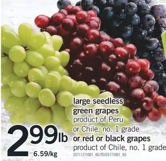 Fortinos LARGE SEEDLESS GREEN GRAPES OR RED OR BLACK GRAPES offer