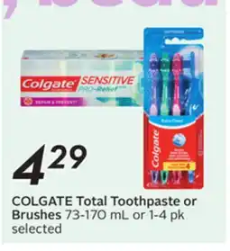 Sobeys COLGATE Total Toothpaste or Brushes offer