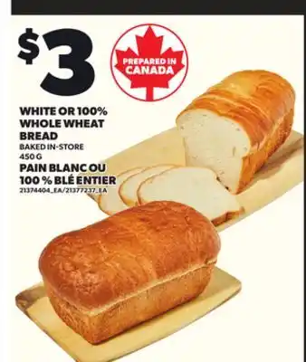 Independent Grocer WHITE OR 100% WHOLE WHEAT BREAD, 450 G offer