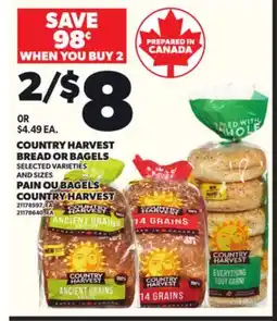 Independent Grocer COUNTRY HARVEST BREAD OR BAGELS offer