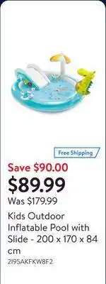 Walmart Kids Outdoor Inflatable Pool with Slide - 200 x 170 x 84 cm offer